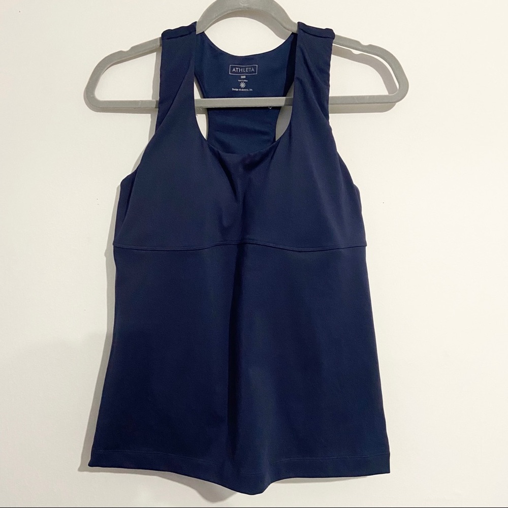ATHLETA Navy Built-In 38B Bra Athletic Tank Top